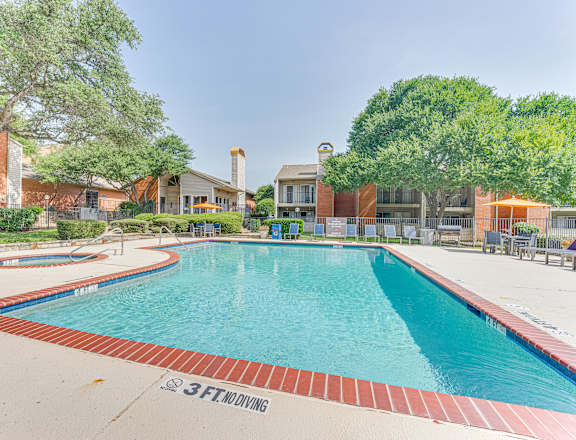 A large swimming pool with the depth marked 3FT.