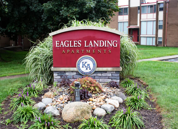 Welcoming Property Signage at Eagles Landing Apartments,  Integrity Realty, Kent, 44240