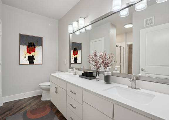 Modern bathroom at Highline Urban Lofts, Cypress, Texas