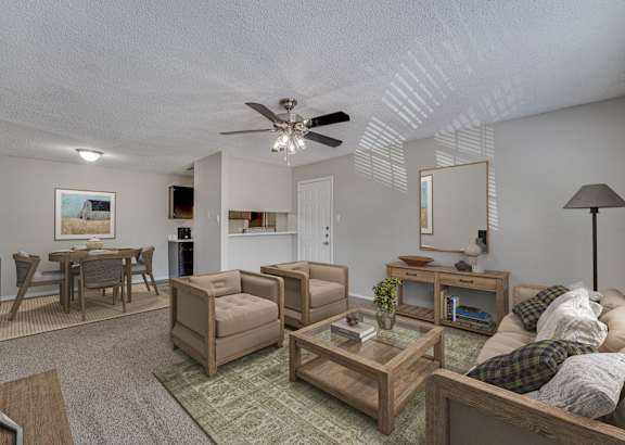 spacious bedroom with carpet & ceiling fan and closet at Arbors Of Cleburne, Cleburne
