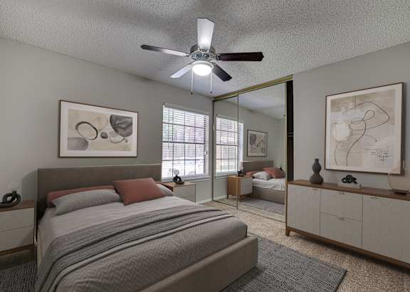 Two paintings in bed room at Timberglen Apartments, Texas, 75287