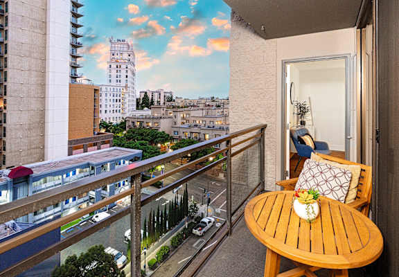 a balcony with a view of the city at Vera Cortez Hill, San Diego, 92101