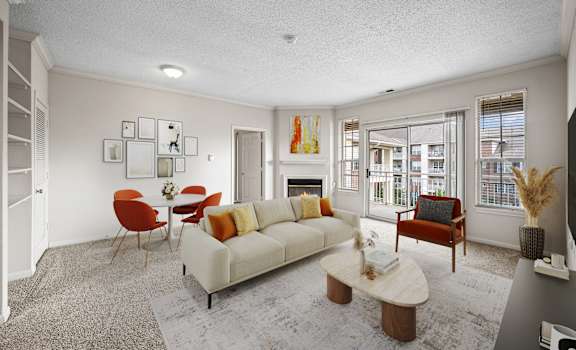 Living And Dining Area at The Claremont Apartment Homes, Overland Park