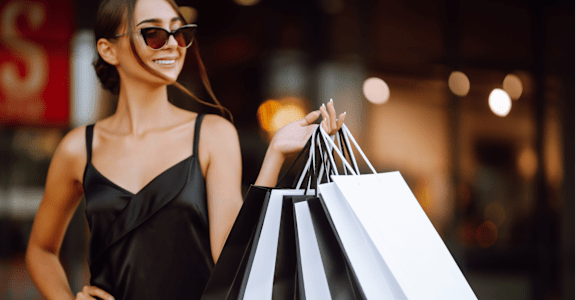 a woman holding a bunch of shopping bags at Tides at Mesa, Mesa, AZ, 85204
