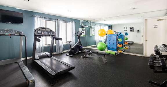 24/7 fitness center at Three Oaks Apartments in Troy, 48098