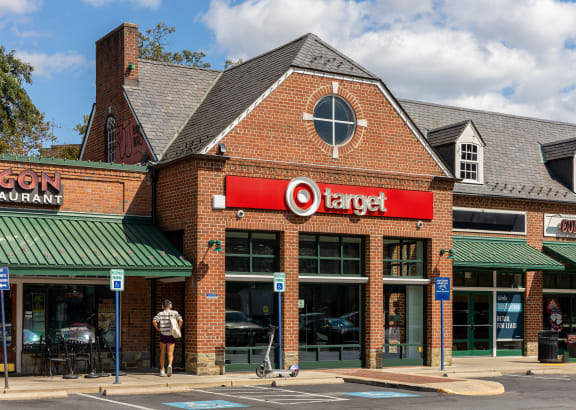 a target store on the corner of a city street