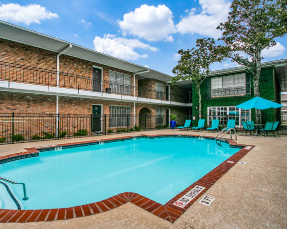 Blue Cool Swimming Pool at Bellaire Oaks Apartments, Texas, 77096