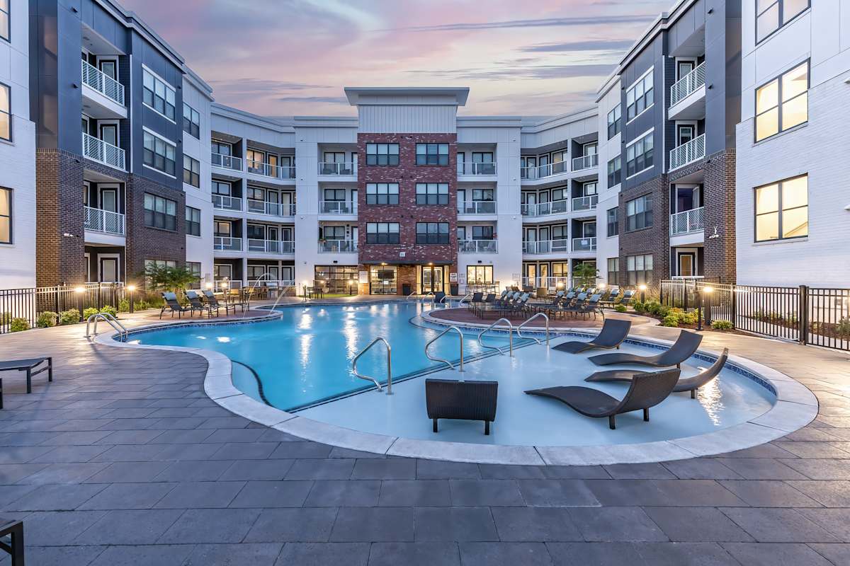 Vintage Century Farms Apartments pool deck and lounge chairs - Antioch, TN