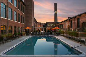 the pool at the ace hotel at sunset