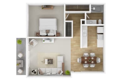 1 bedroom floor plan at Willow Tree Apartments, California, 90505