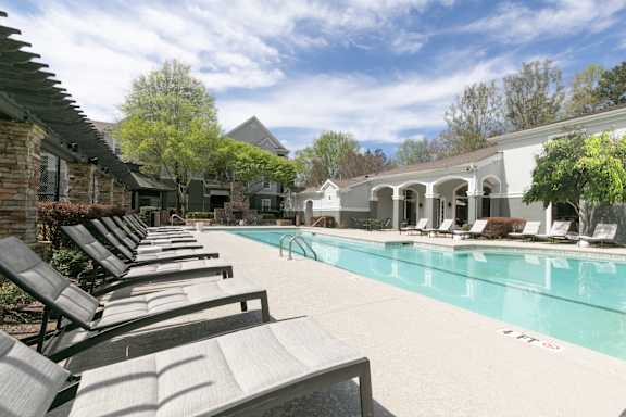 the swimming pool at the preserve apartments