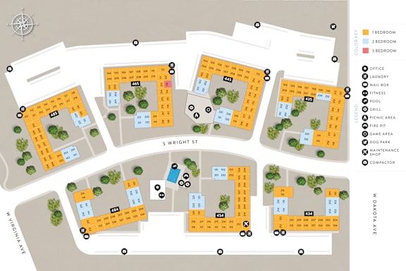 A map shows the layout of a residential complex with buildings, roads, and amenities at Mountain Vista Apartments, Lakewood, CO, 80228