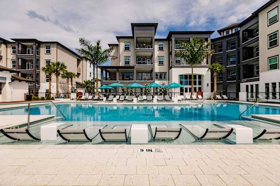 Resort style pool at The Harrison in Sarasota, FL 34243