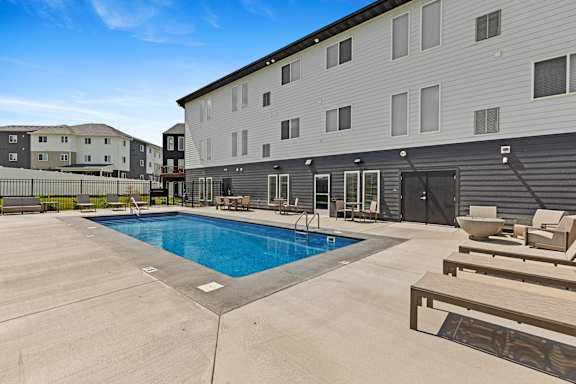 A swimming pool in a residential area.