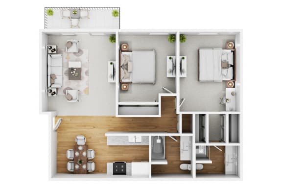 2 bedroom C plan at Camino de Oro Apartments, Torrance, CA, 90505