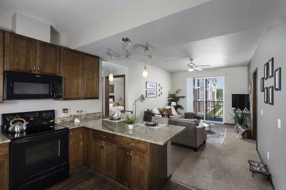 large kitchen and living room space