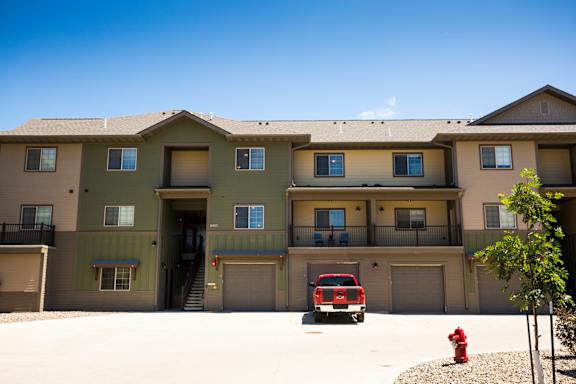 Image of garages and stairs into apartments