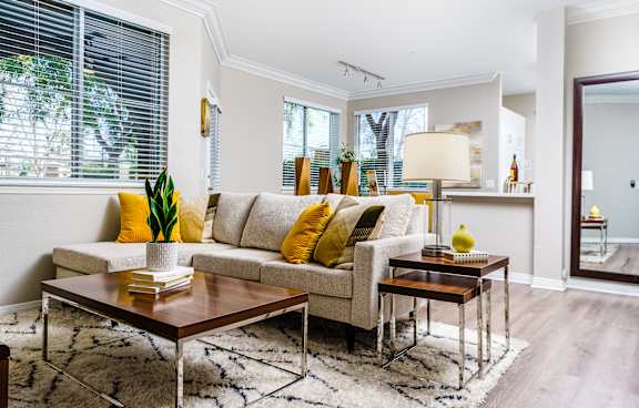 furnished living room at Missions at Chino Hills, Chino Hills, CA 91709
