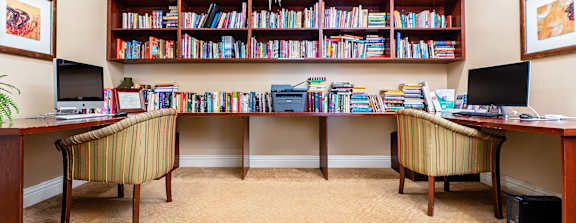 Computer room with book shelf