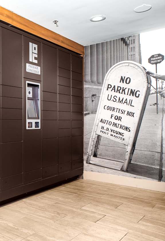 Package lockers at The Preston Miracle Mile Apartments, Los Angeles