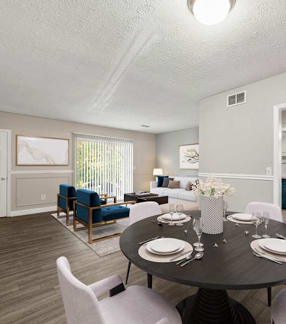 Ultra Spacious Living Room New Flooring Throughout at Pines at Lawrenceville Apartments in Decatur, Georgia, 30033