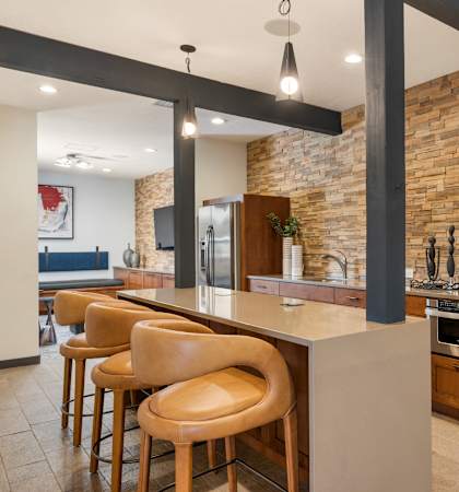 Clubhouse Kitchen at Santa Fe Short Term Rentals