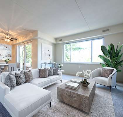 Living room with white couch4 at Tuscarora Creek, Leesburg