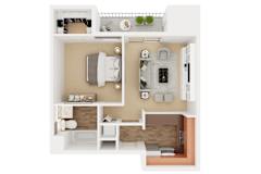 Auberge – 1 Bedroom 1 Bath Floor Plan Layout – 552 Square Feet at Montrachet Apartments, Napa, CA