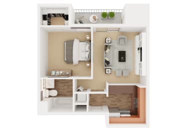 Auberge – 1 Bedroom 1 Bath Floor Plan Layout – 552 Square Feet at Montrachet Apartments, Napa, CA