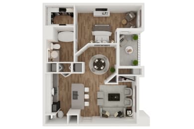 Bouchon  – 1 Bedroom 1 Bath Floor Plan Layout – 744 Square Feet at Montrachet Apartments, California, 94558