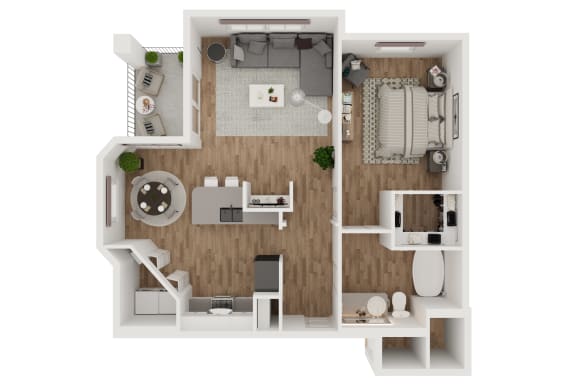 Copia  &#x2013; 1 Bedroom 1 Bath Floor Plan Layout &#x2013; 823 Square Feet