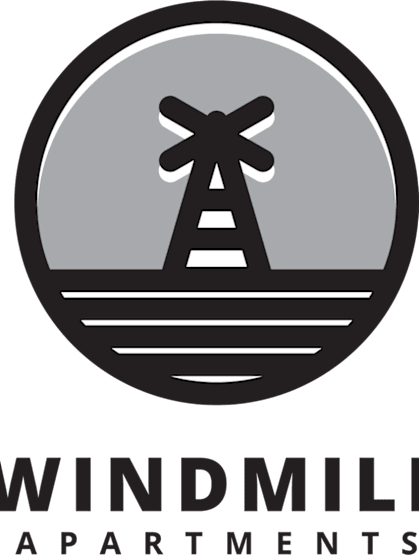 the logo for windmill apartments