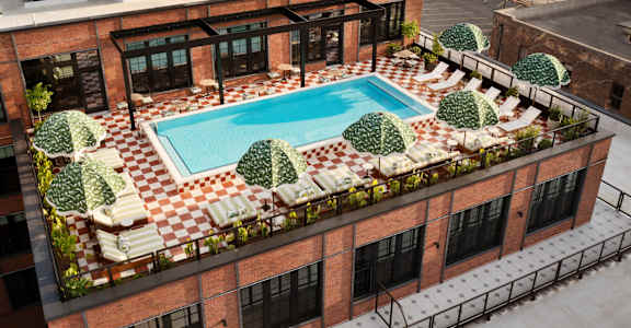 a rendering of a pool on the roof of a building