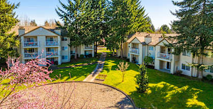 A residential area with houses and trees.