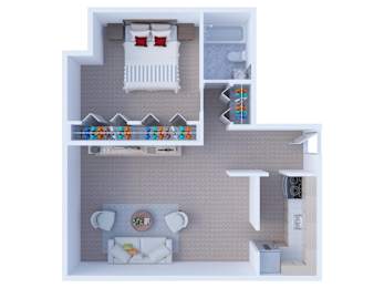  Floor Plan One Bedroom Floor Plan A3