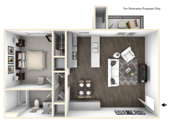 1 Bedroom 1 Bathroom floor plans available at The Palms | Sacramento, CA