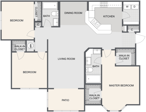 Floor Plan  3 Bed  2 Bath w Deck