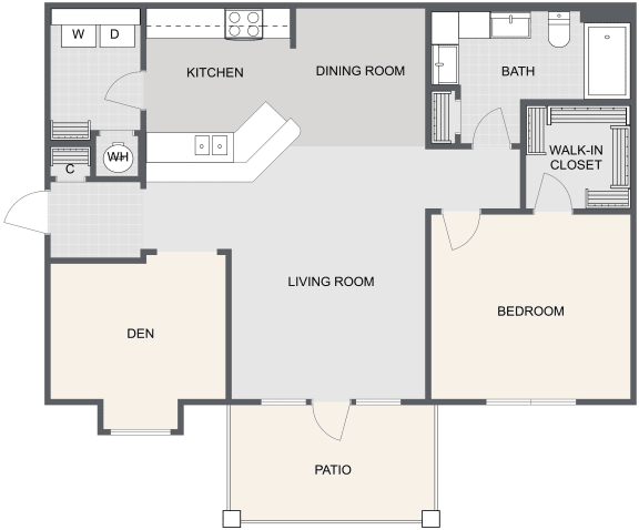Floor Plan  1 Bed 1 Bath with Den