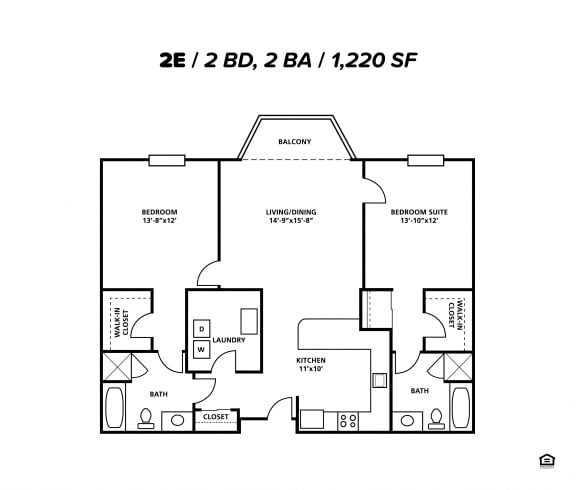 Two Bedroom Two Bath  1220 Sqft at Symphony Center Apartments, Baltimore