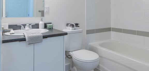 A white toilet sits next to a sink in a bathroom.