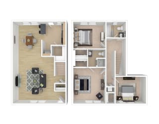 Kingsley Commons 3 Bedroom Townhome Floor Plan