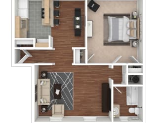 Rock Creek Springs Apartments 1 Bedroom Floorplan KG