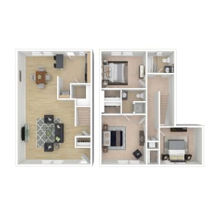 Kingsley Commons 3 Bedroom Townhome Floor Plan