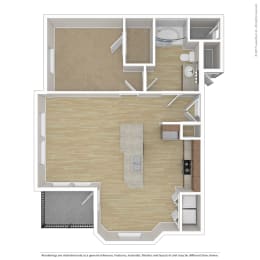 One bedroom One bathroom Floor Plan A5 at Andante Apartments, Phoenix