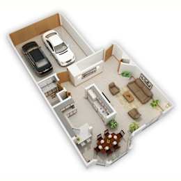 Bridgeway Three-Bedroom Floor Plan (Main Level - 3D)