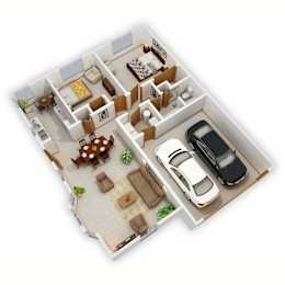Shoreview I Two-Bedroom Floor Plan (3D)