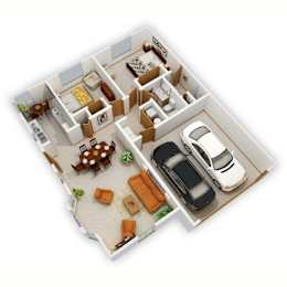 Shoreview II Two-Bedroom Floor Plan (3D)