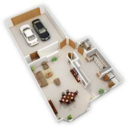 Westwind Two-Bedroom Floor Plan (Main Level - 3D)