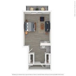 Casa Granada Junior Studio Floor Plan at Casa Granada, Los Angeles, California