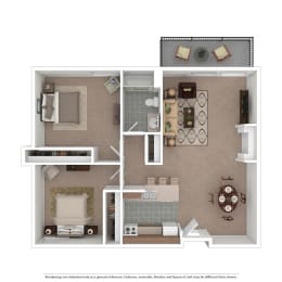 Two-Bedroom C1 Floor Plan at Village Pointe Apartments, California